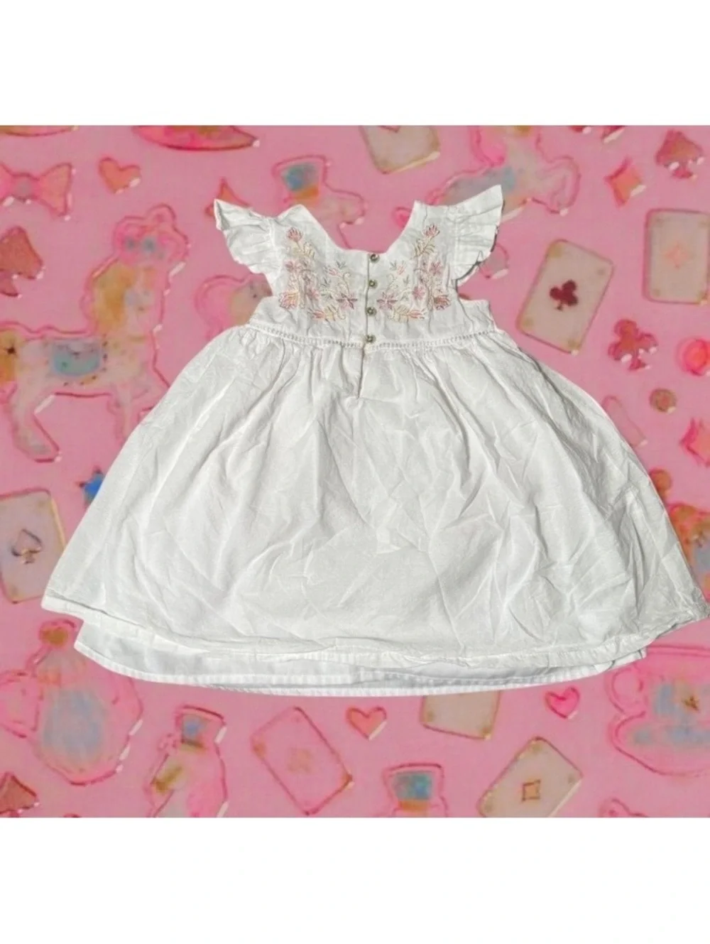 Max Studio Kids embroidered floral flutter sleeve dress | Size 4T